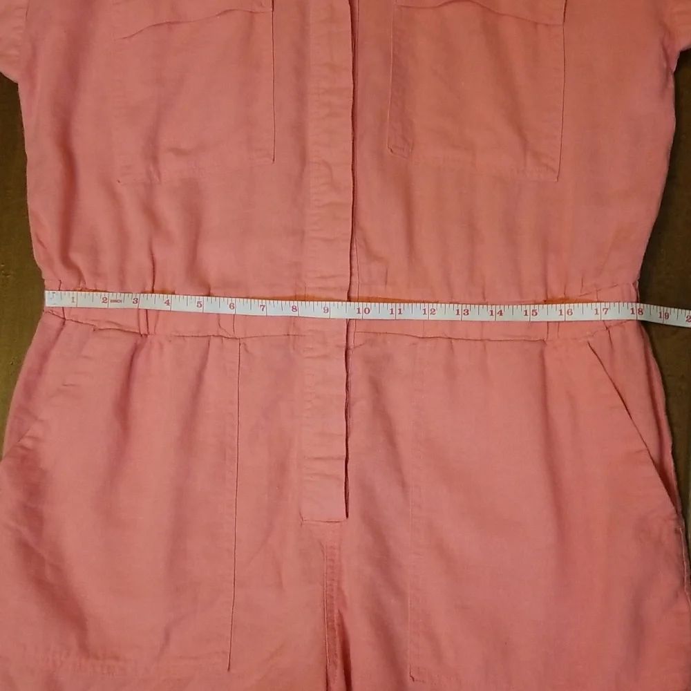 Universal Thread Womens Coral Pink Linen Blend Shortsleeve Romper Shorts Size 14 - Picture 9 of 11